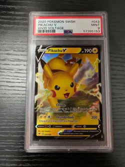 PSA 9 MINT 2020 Vivid Voltage PIKACHU V #043 Holo Ultra Rare - Image 1