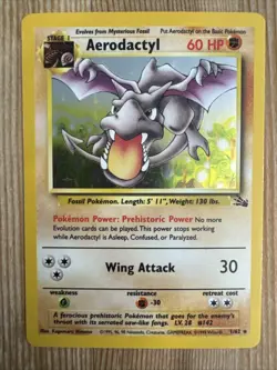 Aerodactyl Fossil 1/62 Holo Unlimited Holo Rare Pokemon TCG LP - Image 1