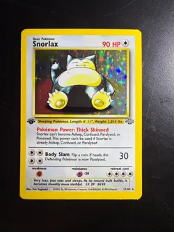1st Edition Snorlax 11/64 Jungle 1999 Holo Rare WOTC Pokemon Card TCG (LP) - Image 1