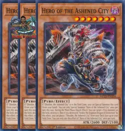 Yugioh! 3x Hero of the Ashened City MP25-EN334 Common 1st Ed NM - Image 1