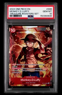 2024 One Piece English Monkey D. Luffy #006 Treasure Booster PSA 10 GEM MINT - Image 1