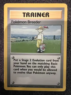Pokemon Breeder Trainer 76/102 Rare Pokemon Card NM - Image 1