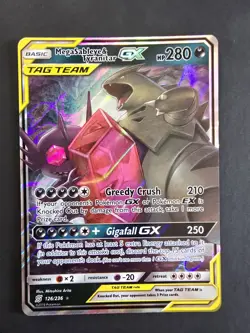 Pokemon-TCG Mega Sableye & Tyranitar GX 126/236 Sm-Unified Minds Holo Card - Image 1