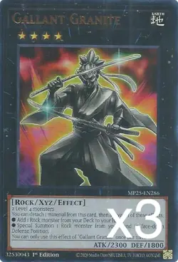 3X Yugioh Gallant Granite MP25-EN286 Ultra Rare 1st Edition NM - Image 1