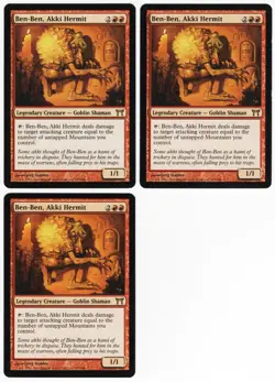 Ben-Ben, Akki Hermit x3 3x 2004 Champions of Kamigawa Red Creature MTG NM AZ1 - Image 1