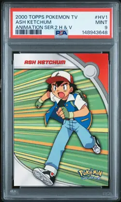 2000 Pokemon Topps Series 2 H&V Ash Ketchum Blue Logo #HV1 PSA 9 MINT! - Image 1