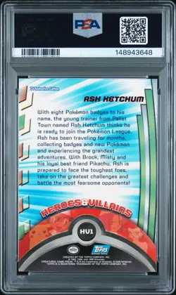 2000 Pokemon Topps Series 2 H&V Ash Ketchum Blue Logo #HV1 PSA 9 MINT! - Image 2