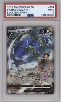 Pokemon Sword & Shield Evolving Skies #194 Rayquaza V PSA 9 Mint - Image 1