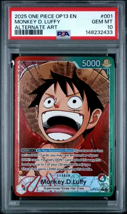 2025 One Piece Monkey.D.Luffy OP13-001 Leader Alt Art PSA 10 - Image 1