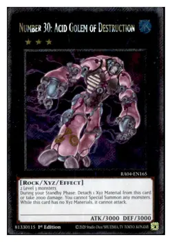 Yugioh Number 30: Acid Golem of Destruction (Platinum Secret Rare) RA04-EN165 NM - Image 1