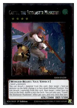 Yugioh Castel, the Skyblaster Musketeer (Platinum Secret Rare) RA04-EN230 NM - Image 1