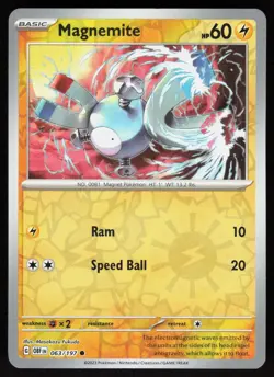 Magnemite 063/197 Common Obsidian Flames Pokemon Reverse Holo Near Mint - Image 1