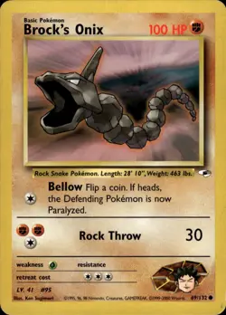 Brock's Onix 69/132 Common Gym Heroes Pokemon Unlimited Lightly Played - Image 1