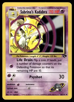 Sabrina's Kadabra 58/132 Uncommon Gym Challenge Pokemon Lightly Played - Image 1