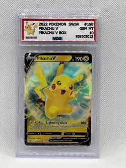 Pokemon TCG | Pikachu | VCG 10 | SWSH198 | Graded Card - NO PSA / NO BGS - Image 1