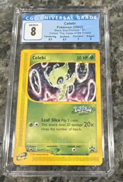 CGC 8 Celebi 2005 Black Star Promos 029 Holo Pokemon Card BLUE LABEL SUB GRADES - Image 1