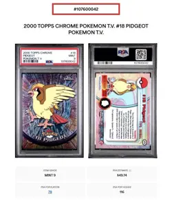 *POP 79* PSA 9 - 2000 Pokemon Top Chrome Pidgeot #18 Pokemon TV Topps 2000 - Image 3