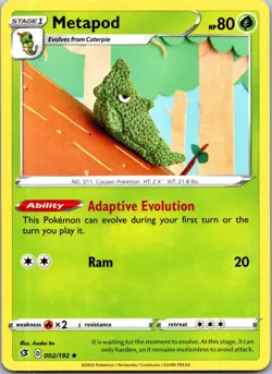 Metapod 002/192 UC Rebel Clash Pokemon Near Mint - Image 1