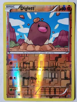 REVERSE HOLO Diglett 58/146 LP - XY Base Set Pokemon Card - Kanako Eo Art - Image 1