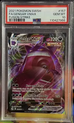 2021 Pokemon SWSH Fusion Strike Full Art Gengar VMAX #157 PSA 10 GEM MT - Image 1