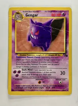 Gengar 1999 Pokemon Game Fossil Unlimited Rare #20/62 * Damaged - Image 1