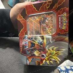 Pokemon Paradox Destinies Tin EX Booster Promo Sealed Box Gouging Fire & More - Image 1