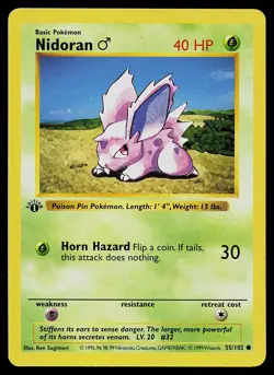 Pokemon Card - Nidoran M Base Set (Shadowless) 1st Edition 55/102 Common - Image 1