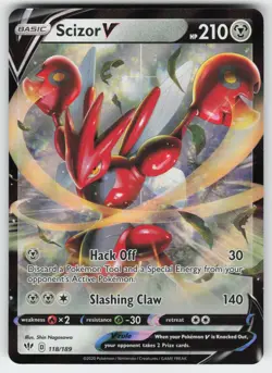 Scizor V 118/189 Holo V Rare Darkness Ablaze Pokemon Near Mint - Image 1