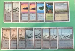 Magic The Gathering 4th Edition Basic Lands (15 Total Cards) - HP - Image 1