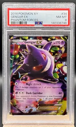 Gengar EX #34 Phantom Forces 2014 XY Pokemon TCG PSA 8 - Image 1