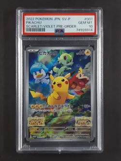 2022 Pokemon PIKACHU #001/SV-P Scarlet & Violet Pre-Order Promo Japanese PSA 10 - Image 1