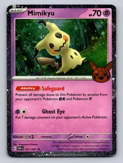 Mimikyu 037/09 Rare Trick or Trade BOOster 2024 Pokemon Cosmos Holo NM Swirl! - Image 1