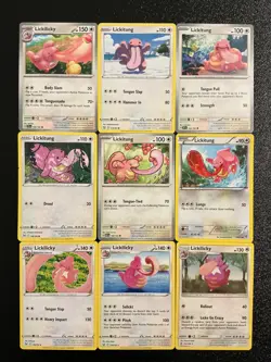 x9 Lickitung Lickylicky Pokemon TCG mixed LOT collection Set 👅😝🔥🥰 - Image 1