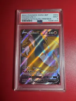 2020 Pokemon SWSH BSP Charizard V #050 Champions Path Promo Full Art Holo PSA 9 - Image 1