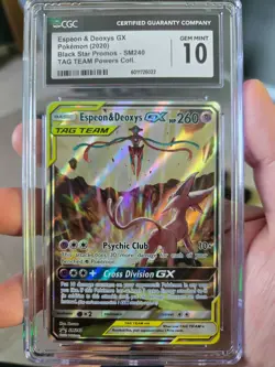 CGC 10 GEM MINT 2020 Pokemon Black Star Promos Espeon & Deoxys GX Alt Art SM240 - Image 1