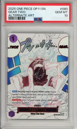 One Piece Graded: Gear Two OP11-080 Alternate Art Event Manga PSA 10 - Image 1