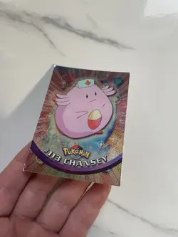 Chansey #113 Topps TV Animation Pokemon Blue Logo LP HOLO Silver Foil - Image 2