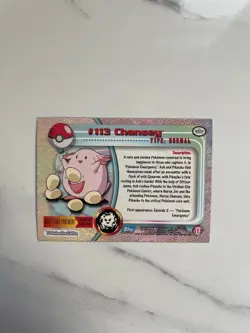Chansey #113 Topps TV Animation Pokemon Blue Logo LP HOLO Silver Foil - Image 3