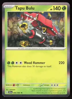 Tapu Bulu 006/064 Rare Shrouded Fable Pokemon Holo Near Mint - Image 1