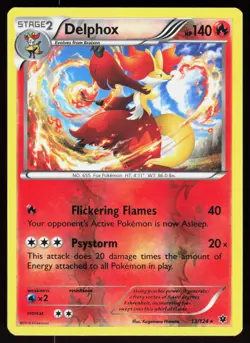 Delphox 13/124 Holo Rare Fates Collide Pokemon Reverse Holo Lightly Played - Image 1