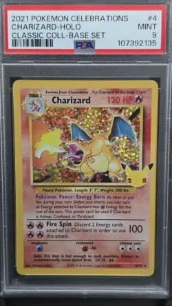 PSA 9 Charizard Holo 4/102 Pokemon Celebrations: Classic Collection 2021 ENGLISH - Image 1