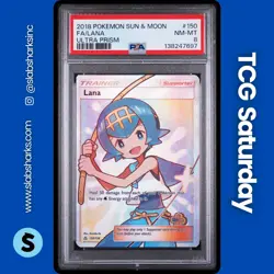 2018 POKEMON SUN & MOON ULTRA PRISM #150/156 LANA FULL ART PSA 8 - Image 1