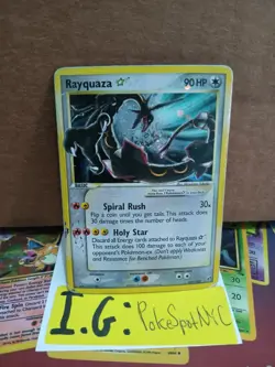 Pokemon 2005 Ex Dexoys Gold Star Rayquaza Heavily Played - Image 3