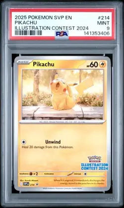 Pokemon TCG 2025 Pikachu Illustration Contest 2024 #214 PSA 9 - Image 1