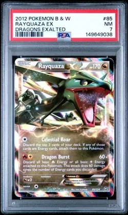 PSA 7 RAYQUAZA EX 85 DRAGONS EXALTED BLACK & WHITE POKEMON NEAR MINT - Image 1