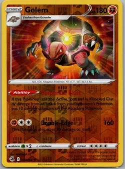 Golem 137/264 Rare Fusion Strike Pokemon Reverse Holo Lightly Played - Image 1