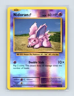 Nidoran M 43/108 Common Evolutions Pokemon Reverse Holo Lightly Played - Image 1
