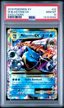 2016 POKEMON XY EVOLUTIONS #22 M BLASTOISE EX PSA 10 - Image 1