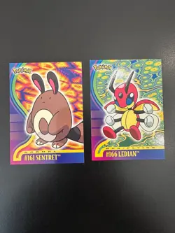 Topps Pokemon LEDIAN #166 SENTRET #161 TV Animation Edition Series 4 Vintage - Image 1