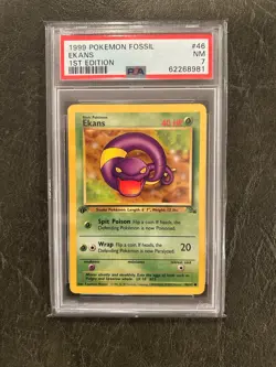 1999 Pokemon Fossil #46 Ekans 1st Edition PSA 7 NM - Image 1